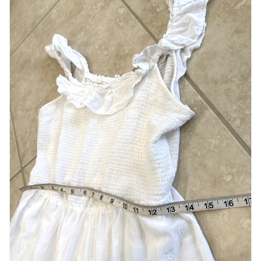 Old Navy White Prairie Tiered Maxi Dress Sz M Embroidered Floral Cottagecore - Picture 7 of 10